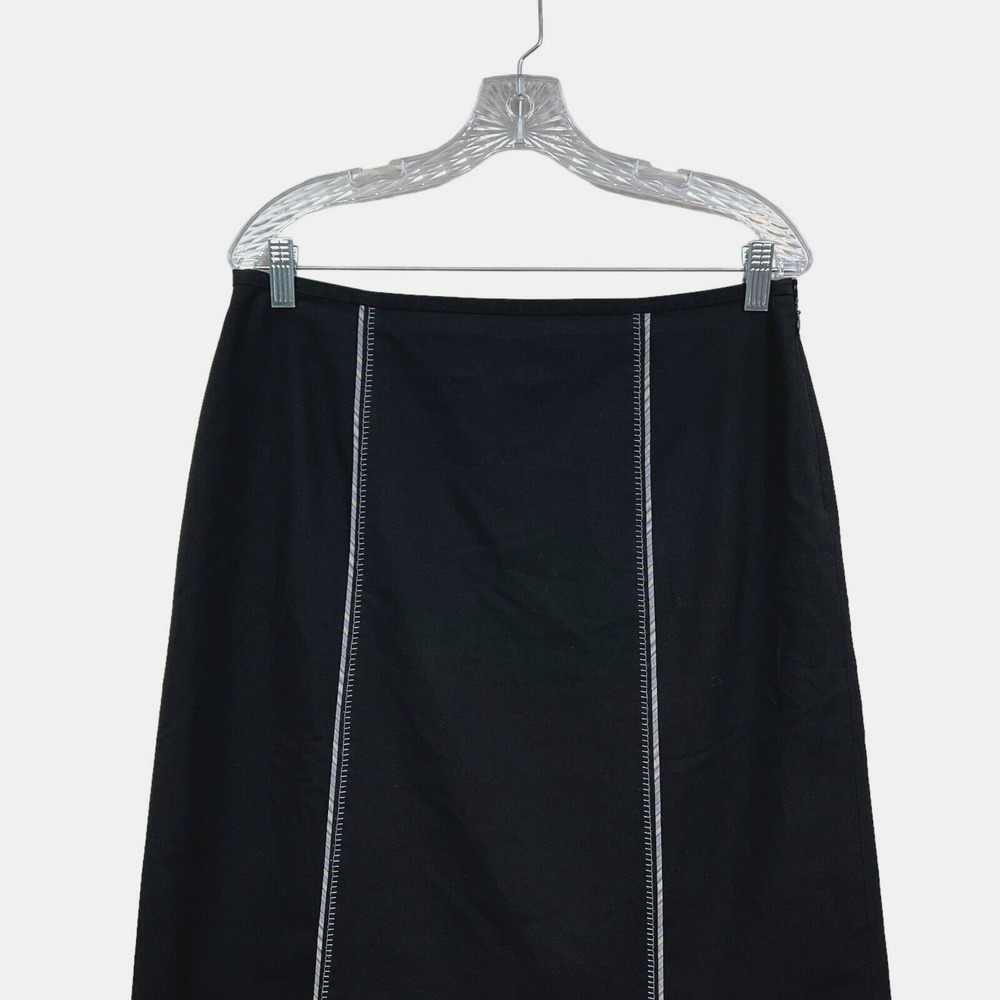 Ann Taylor Loft Womens A Line Skirt Trim Stitch Detail Lined Zip Black Sz 12* - Picture 2 of 6